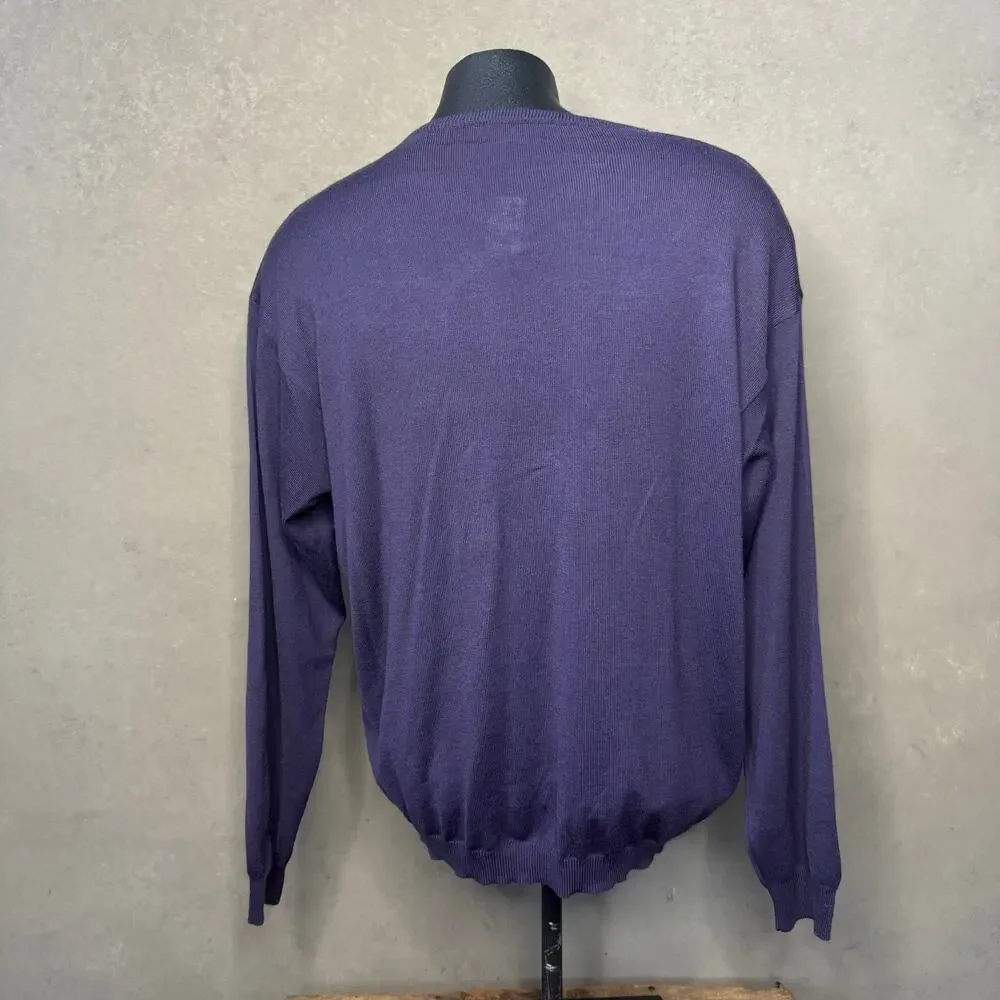 Brandini Purple Merino Wool Sweater XL Made in Italy Minimalist
